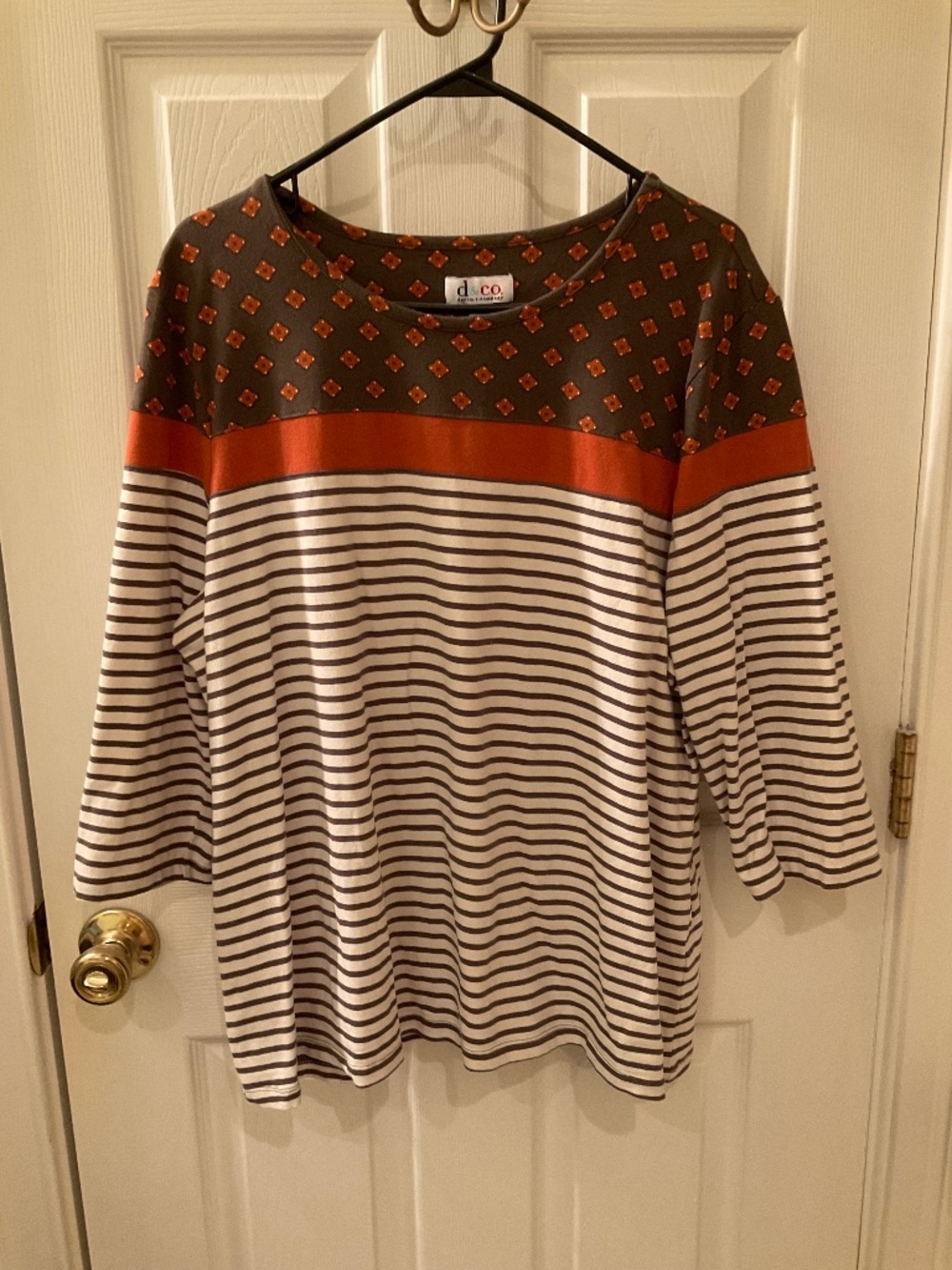 Denim and Co. 3/4 length striped top